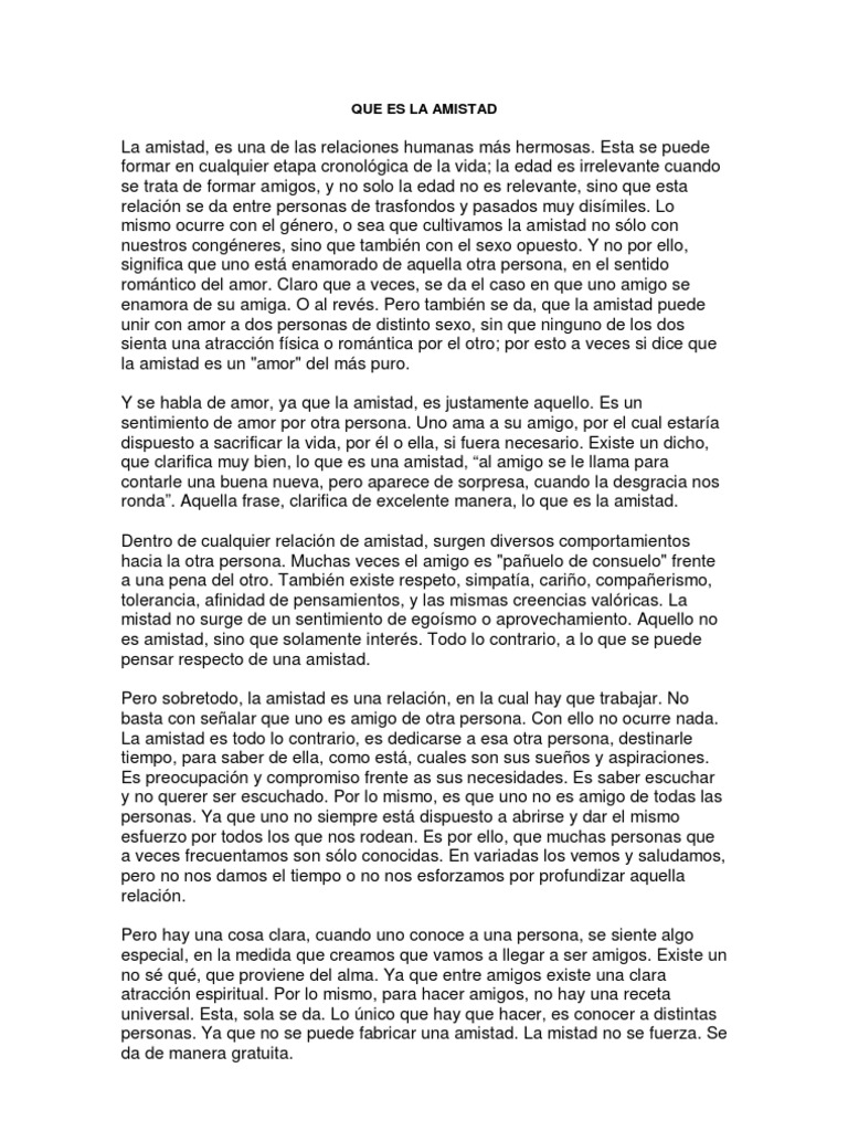 Que Es La Amistad | PDF | Amor | Conocimiento