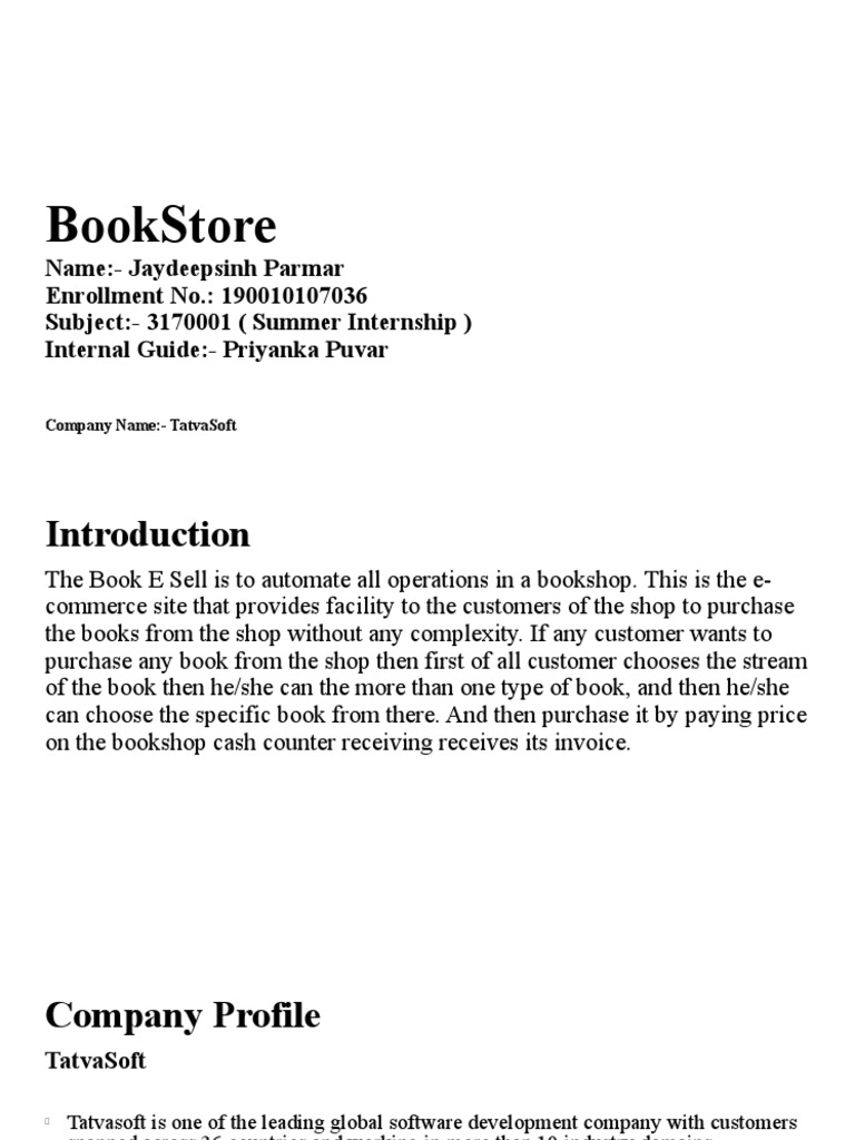 BookStore Presentation | PDF | Json | Web Application