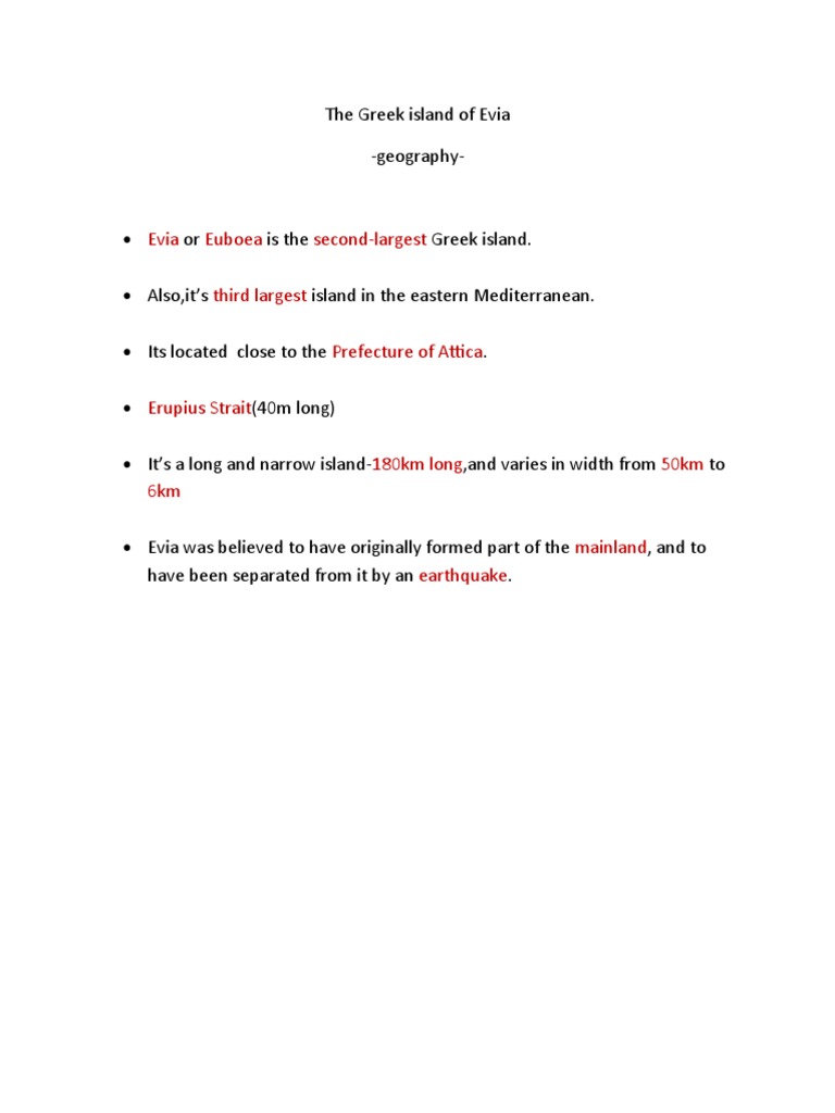 Map Of Evia Island Greece