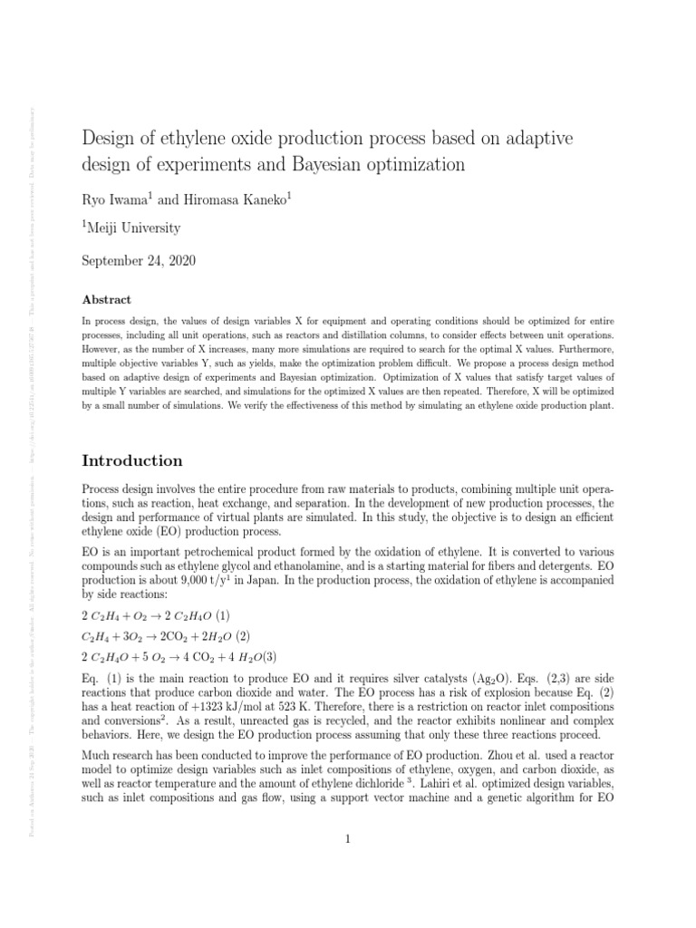 Design of Ethylene Oxide Production Process Based On Adaptive Design of ...