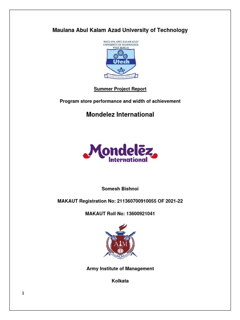 Mondelez International Internship Report | PDF | Mondelez International ...
