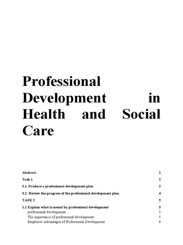 Professional Development in Health and Social Care 4 Pages Draft PDF