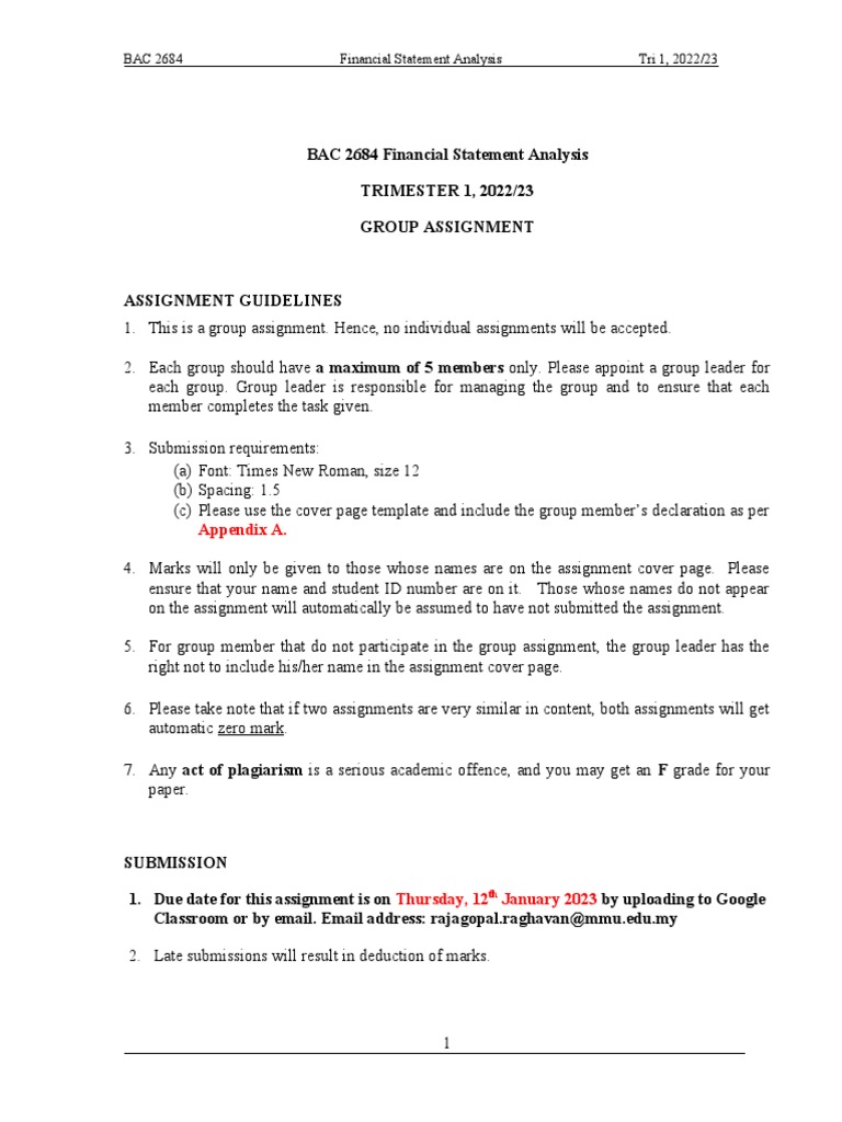 BAC 2684 Financial Statement Analysis Guide | PDF | Balance Sheet ...