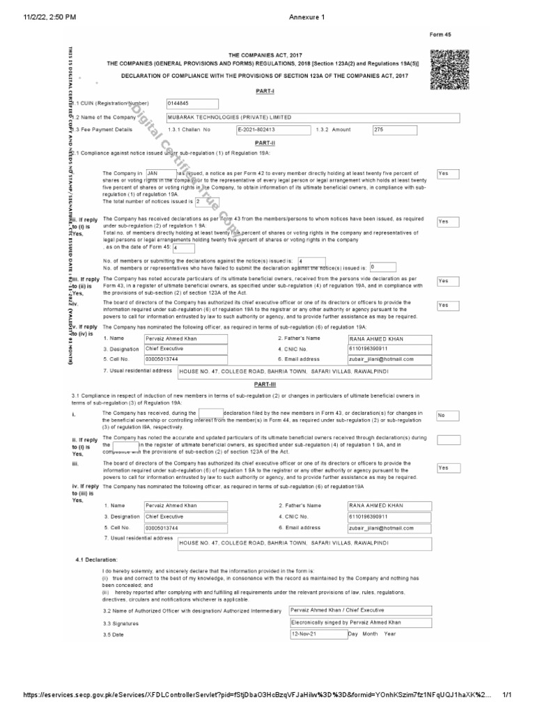 Form 45 Download Instructions | PDF