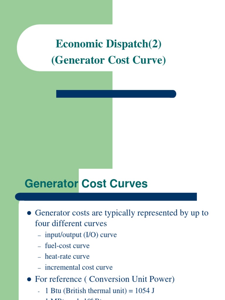Load Economic Dispatch (2) Generator Cost Curve PDF British