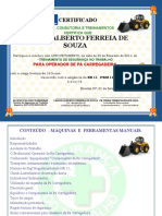Certificado de Treinamento NR 11 Operador de Retro Escavadeira