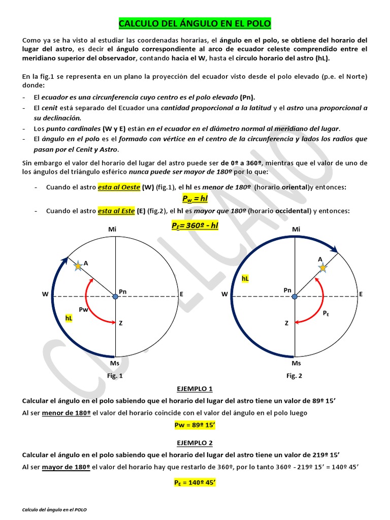 Cálculo del Ángulo en el Polo | PDF | Ecuador | Geometría