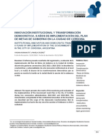 Innovación Institucional y Transformación Democrática. 8 Años de Implementación Del Plan de Metas de Gobierno en La Ciudad de Córdoba