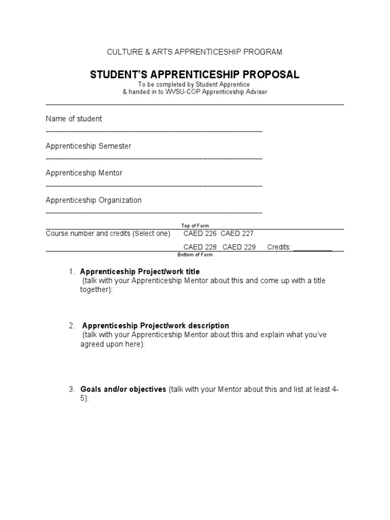 Proposal Contract Evaluation Forms | PDF | Apprenticeship | Mentorship