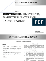 Sentences Elements, Varieties, Patterns, Types, Faults