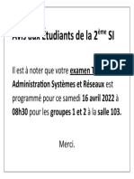 Avis Aux Étudiants de La 2ème SI