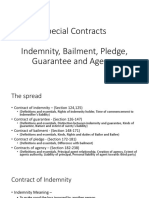 Special Contracts: Indemnity, Bailment, Pledge, Guarantee and Agency