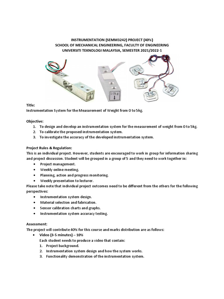 1 SEMM3242 Project | PDF | Instrumentation | Calibration