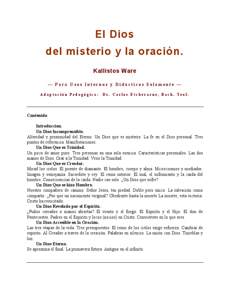 El Dios Del Misterio y La Oracin | PDF | Amor | Trinidad
