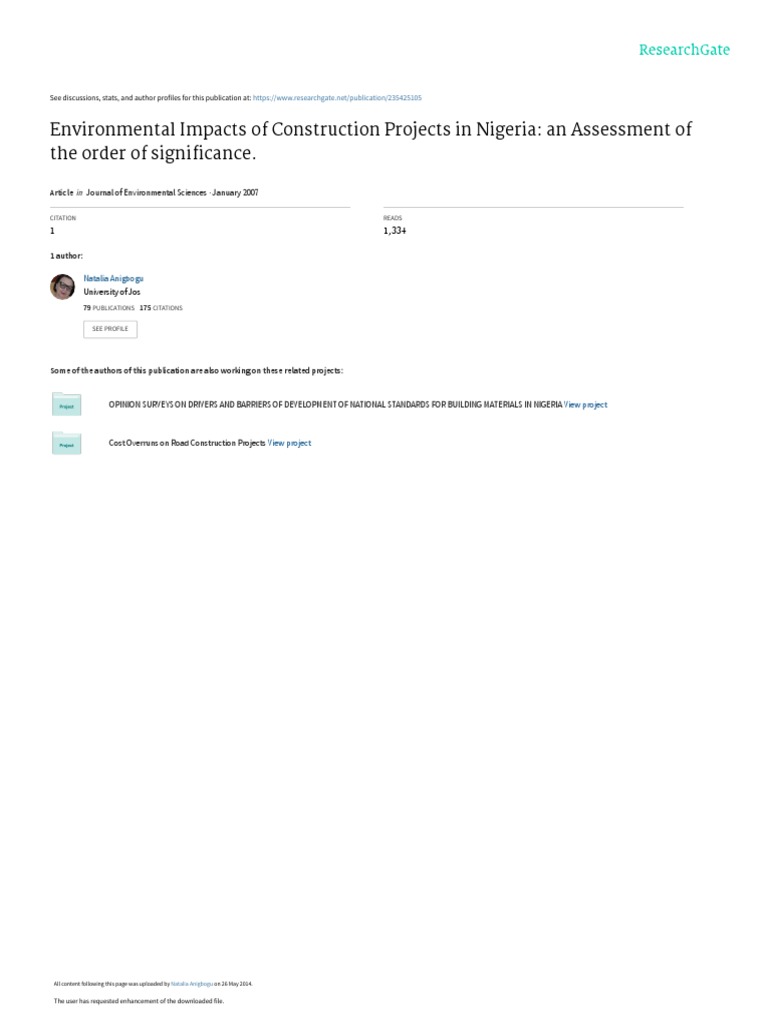 Environmental Impacts of Nigerian Construction | PDF