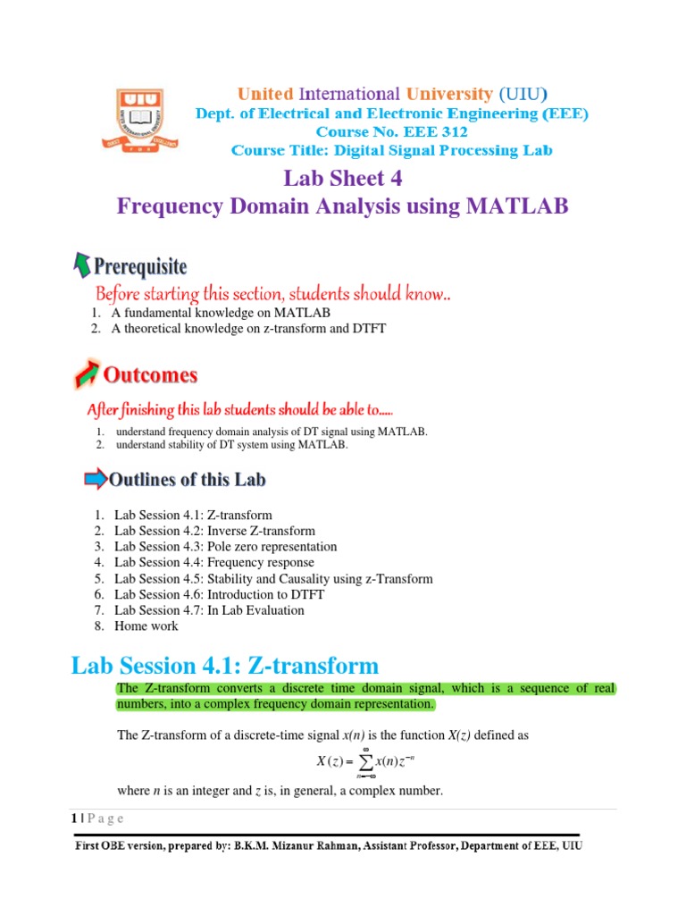 212 EEE 3310 LabSheet 04 | PDF | Applied Mathematics | Mathematics