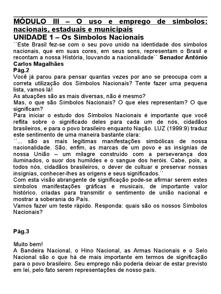 MÓDULO III - O Uso e Emprego de Símbolos. | PDF | Bandeira