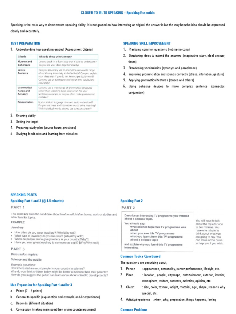 IELTS Speaking Essentials Guide | PDF | Consumerism | Experience