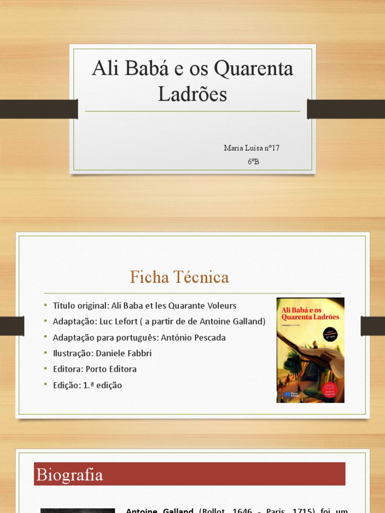 Ali Babá e os 40 Ladrões: Resumo e Análise | PDF | Mistério, Suspense e ...