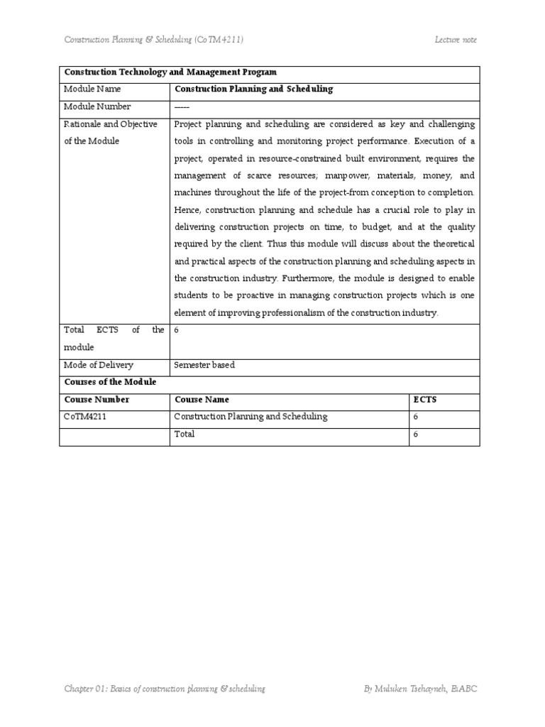 Construction Planning & Scheduling Basics | PDF | Project Management ...