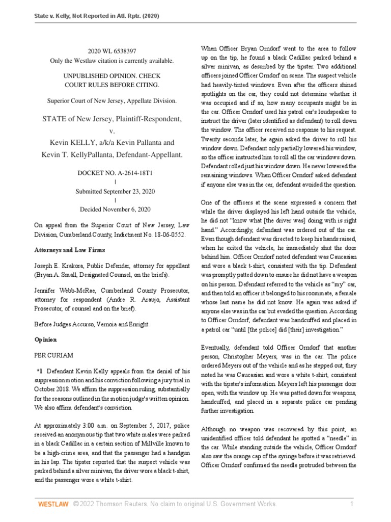 State V Kelly | PDF | Search Warrant | Terry Stop