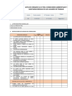 Lista de condiciones ambientales y sanitarias en lugares de trabajo