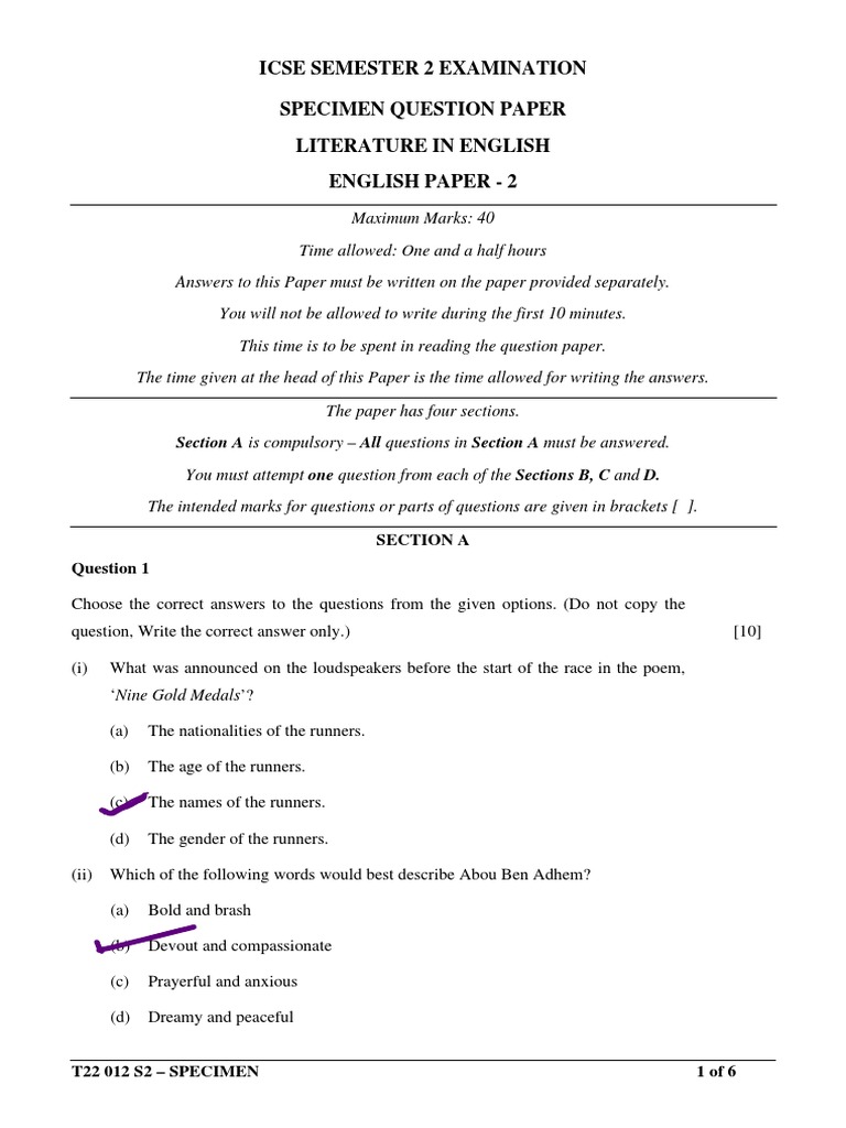 ICSE English Lit Exam Guide | PDF | The Merchant Of Venice