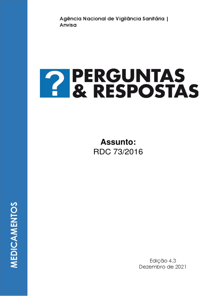 Perguntas e Respostas sobre RDC 73/2016 | PDF | Qualidade (negócios ...