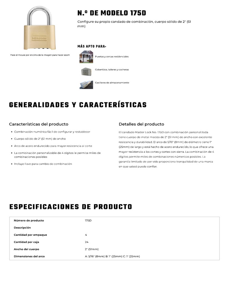 Master Lock 175D | PDF