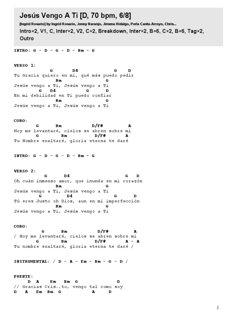 Jesús Vengo A Ti - Canción de alabanza | PDF