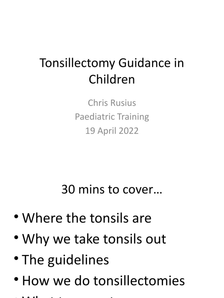 Tonsillectomy Guidance In Children Pdf Sleep Apnea Causes Of Death