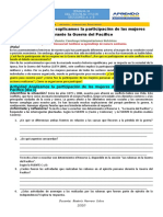 Comprendemos y Explicamos La Participación de Las Mujeres Durante La Guerra Del Pacífico