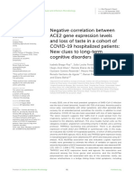 2022 - Negative Correlation Between ACE2 Gene Expression Levels and Loss of Taste in A Cohort of COVID-19 Hospitalized Patients - New Clues To Long-Term Cognitive Disorders