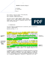 Programa Filosofia Antigua I 2022.FFyH - UNC