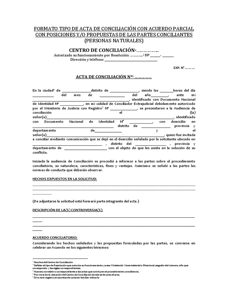 Acta de Conciliación con Acuerdo Parcial | PDF | Justicia | Crimen y ...