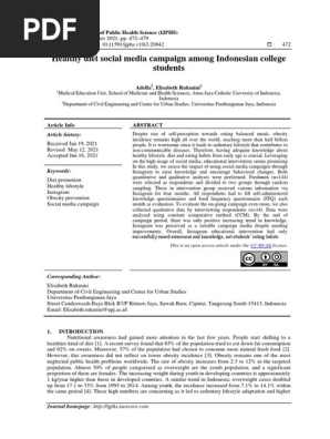 Healthy diet social media campaign among Indonesian college  students