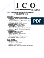 FGV 1o Semestre 2022 Literatura, Artes, Cinema e Música