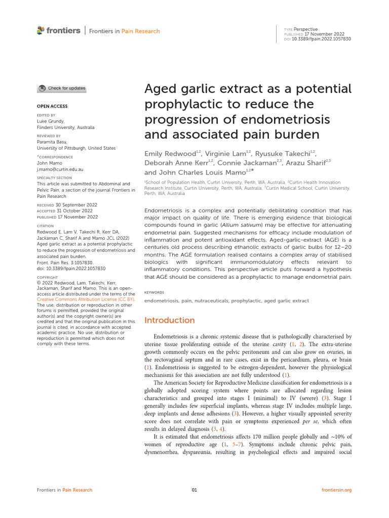 Aged Garlic Extract As A Potential Prophyllactic To Reduce The