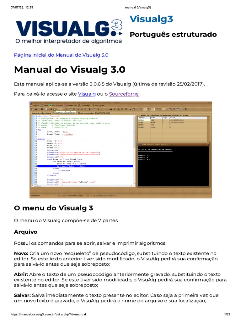 Manual (Visualg3) | PDF | Algoritmos | Logaritmo