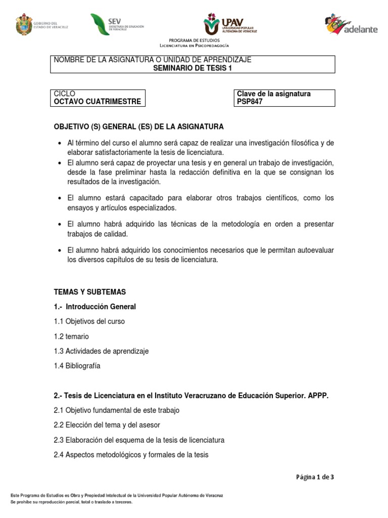 847 Seminario De Tesis I Pdf Maestros Salón De Clases