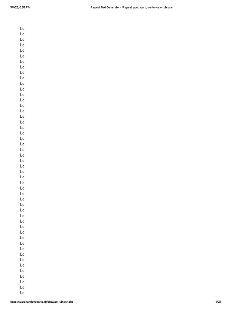 Repeat Text Generator Repeat Typed Word, Sentence or Phrase PDF