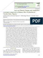 Perception of Farmers On Climate Change and Adaptation Strategies Employed To Enhance Rice Production in Taraba State, Nigeria