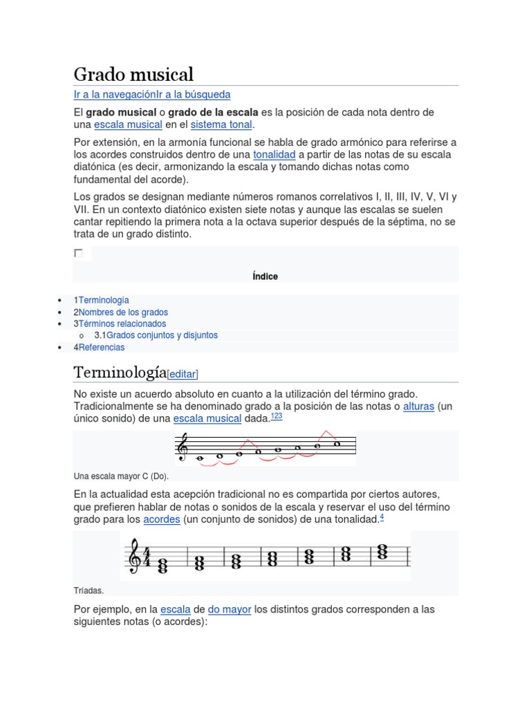 Grados Musicales en Escalas Diatónicas | PDF | Escala (música) | Acorde ...