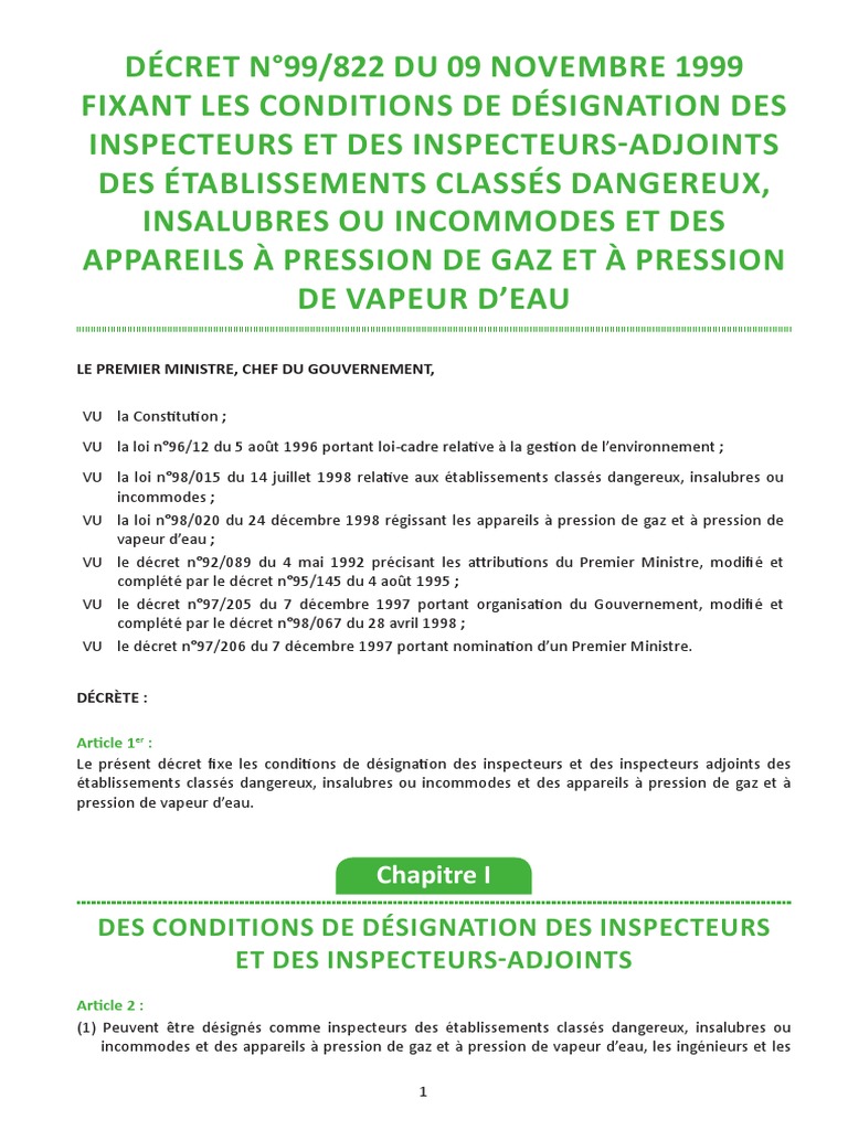 Conditions de désignation des inspecteurs | PDF | Ingénieur ...