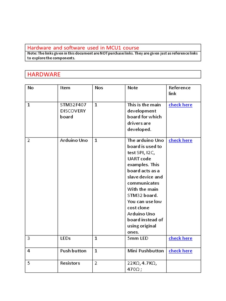 MCU1 Course Hardware and Software Guide | PDF | Arduino | Manufactured ...