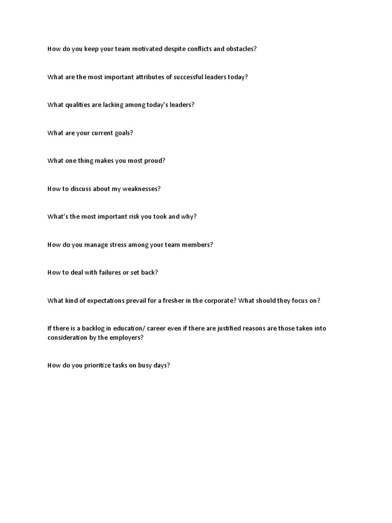 Leadership Questions PDF