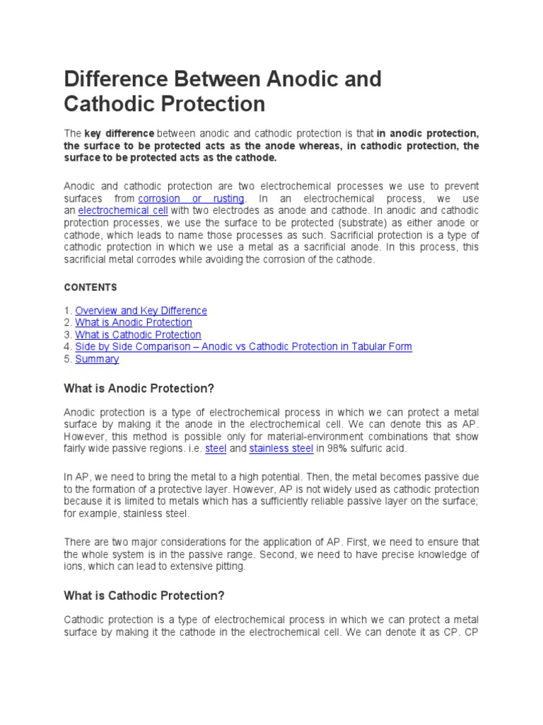Anodic vs Cathodic Protection Explained | PDF | Anode | Corrosion