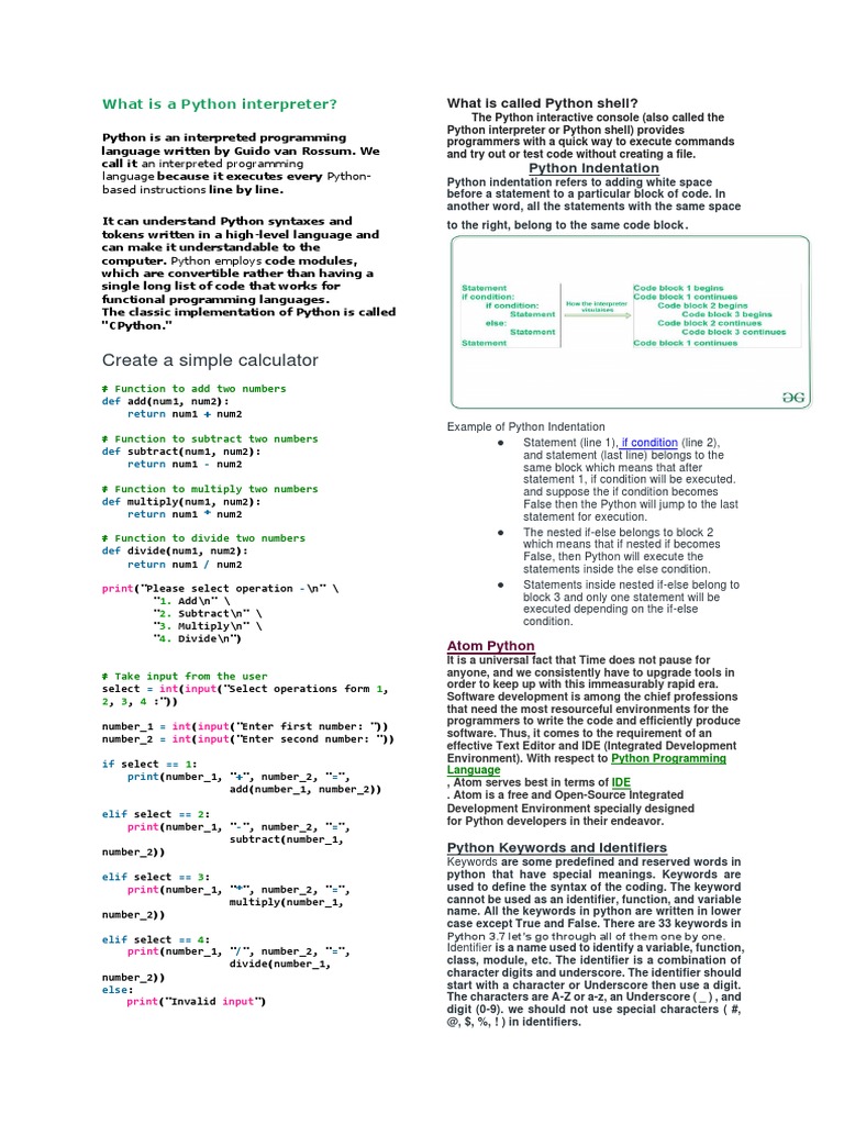Python1 Cheat | PDF | Control Flow | Parameter (Computer Programming)