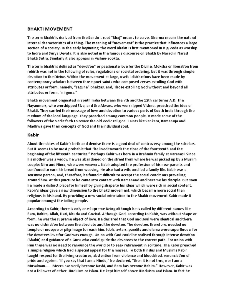 Bhakti Movement | PDF | Bhakti | Guru Nanak