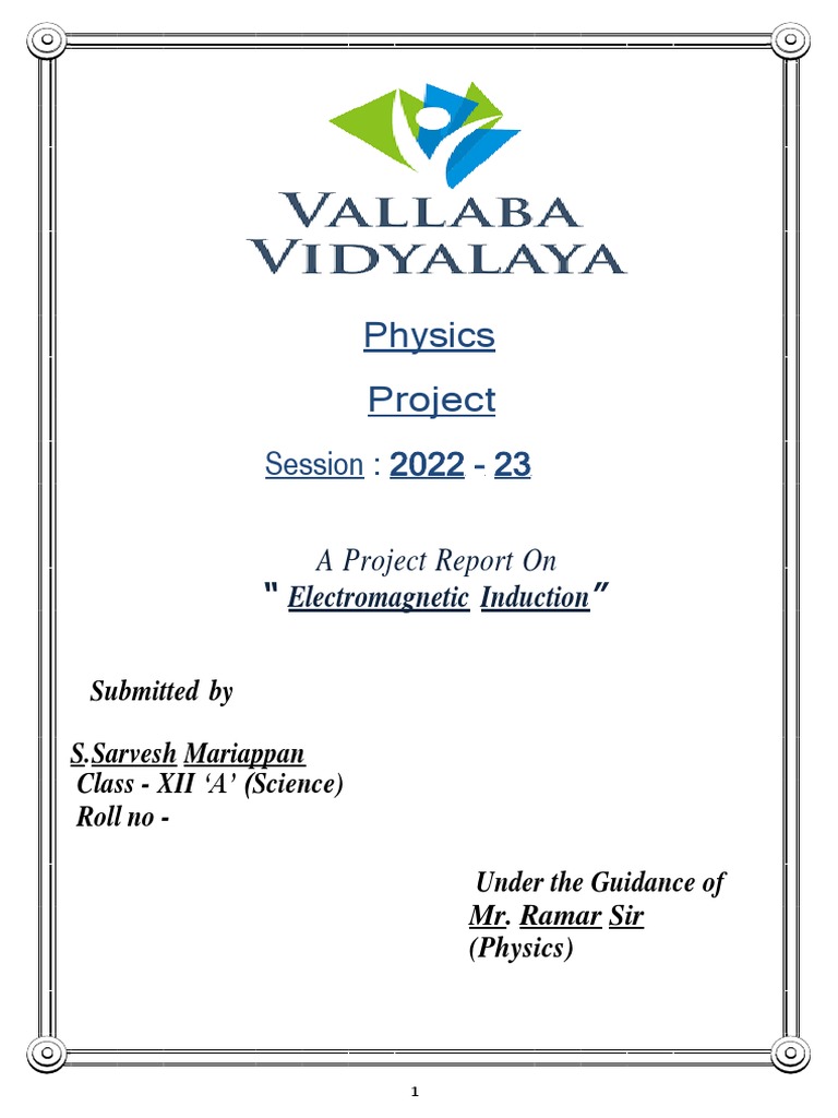 Physics Project INDUCTION PDF